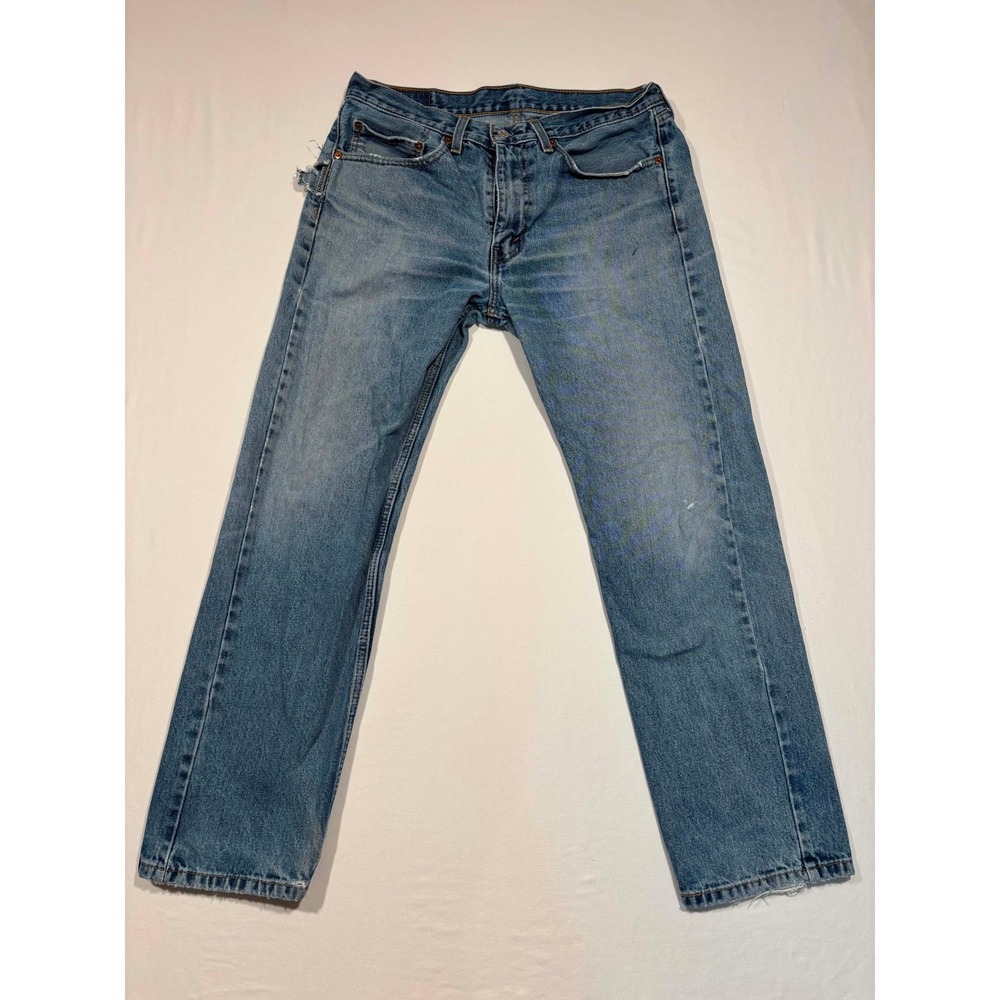 Levis‎ 505 Regular Fit Straight Leg Jeans Blue Denim W34 L30 Distressed